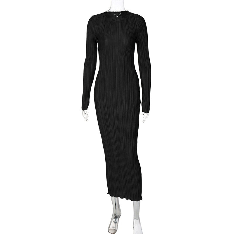 Long Sleeve Striped Bodycon Dress