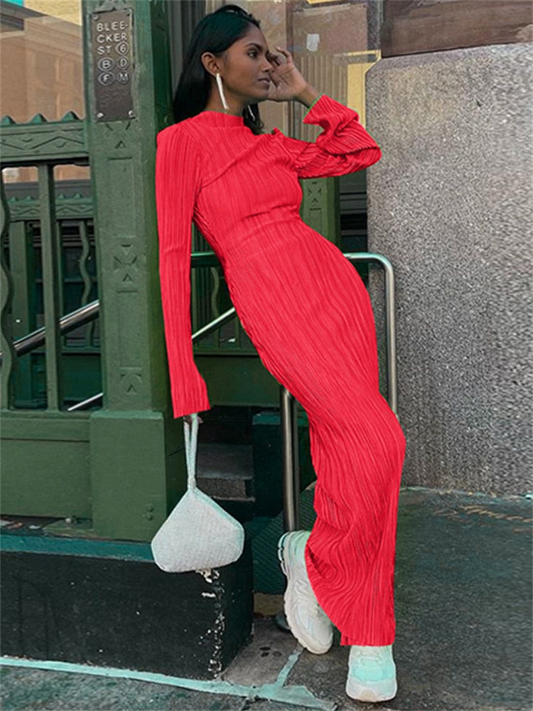 Long Sleeve Striped Bodycon Dress