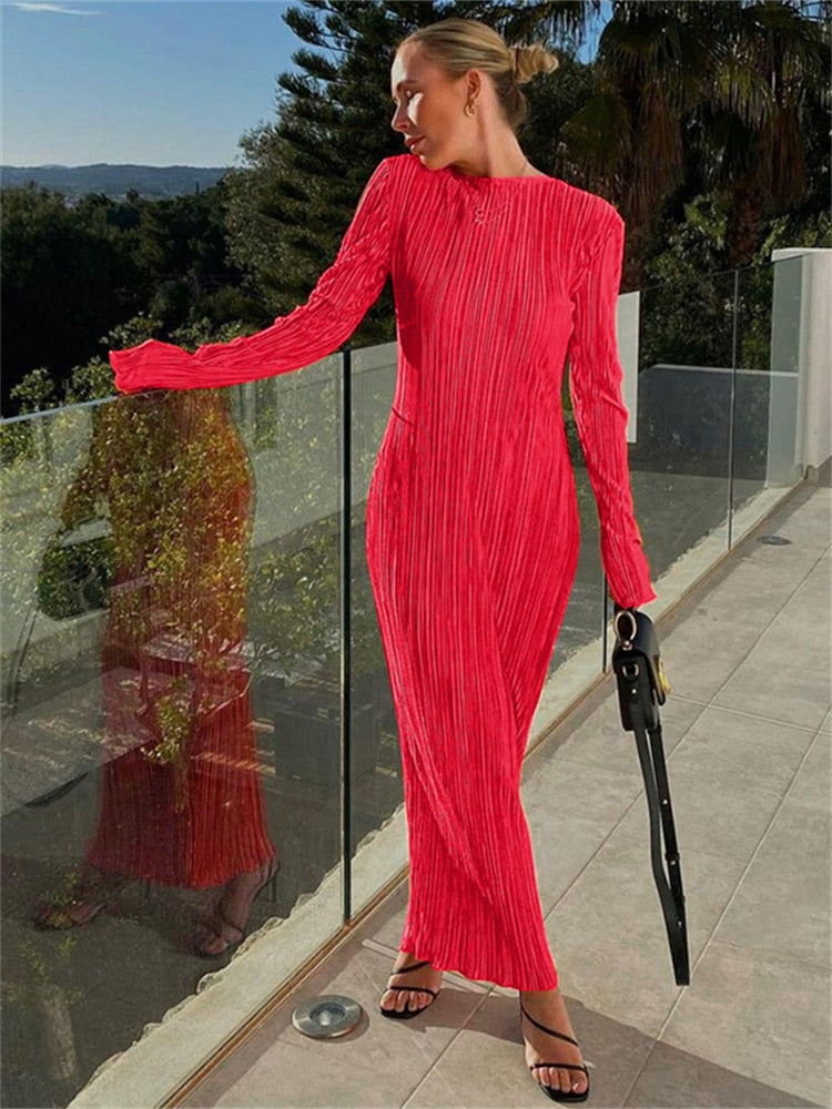 Long Sleeve Striped Bodycon Dress