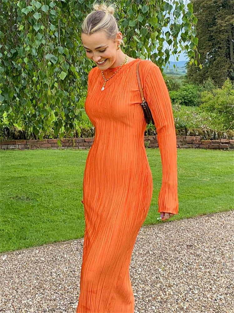Long Sleeve Striped Bodycon Dress