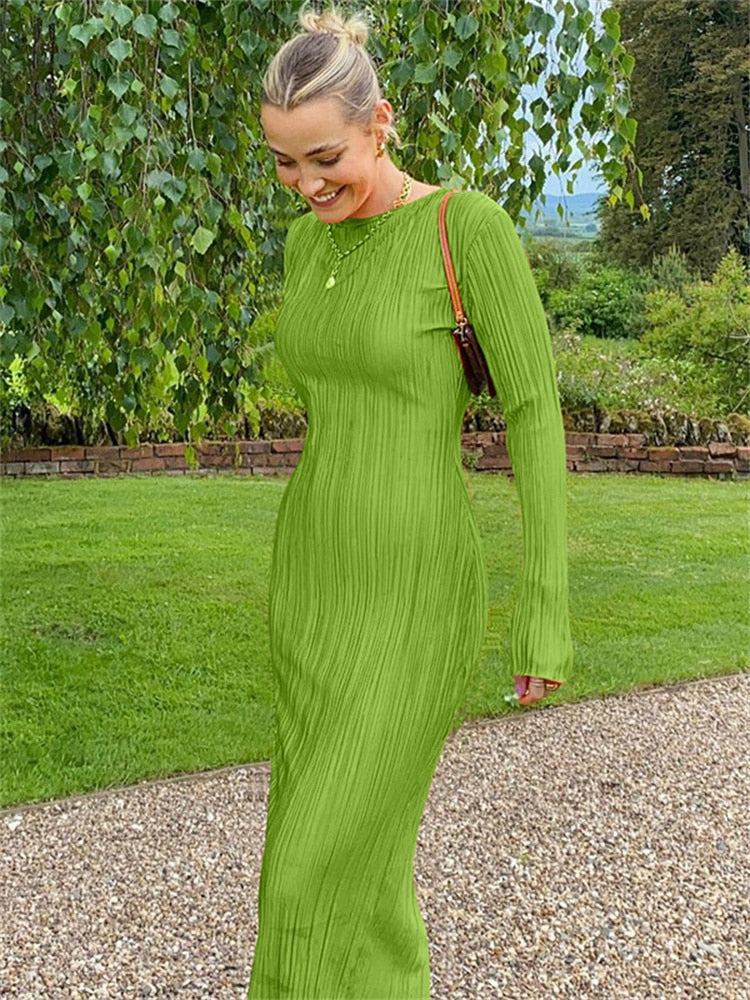 Long Sleeve Striped Bodycon Dress