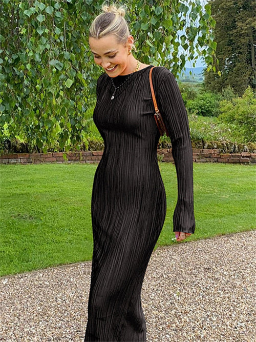Long Sleeve Striped Bodycon Dress