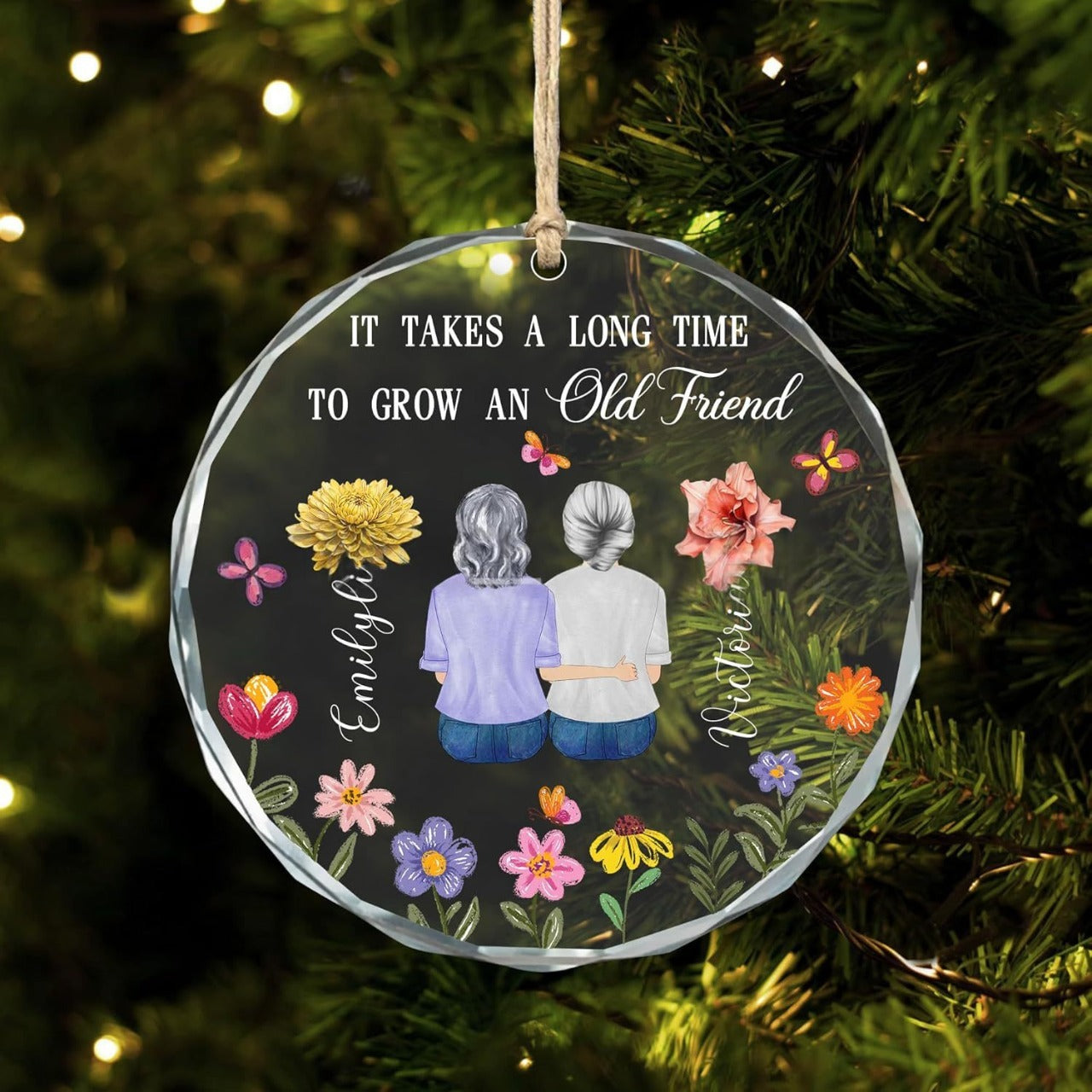 Sisters Are Different Flowers From The Same Garden - Personalized Custom Glass Ornament