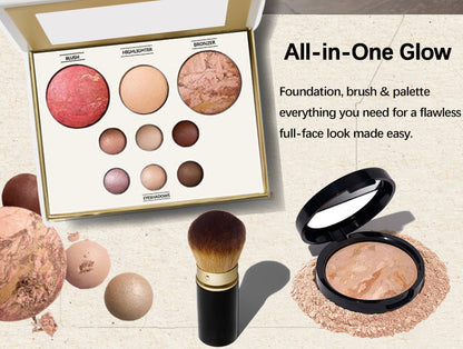 Final 3 Hours: 60% OFF🔥Balance & Glow Starter Kit -  Foundation, Full Face Palette & Brush