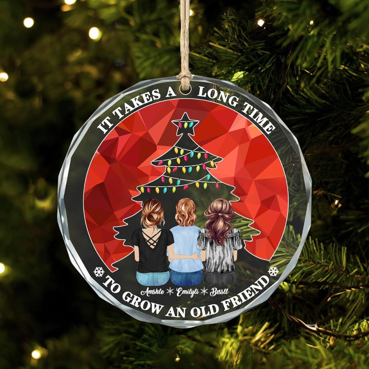 Sisters Are Different Flowers From The Same Garden - Personalized Custom Glass Ornament