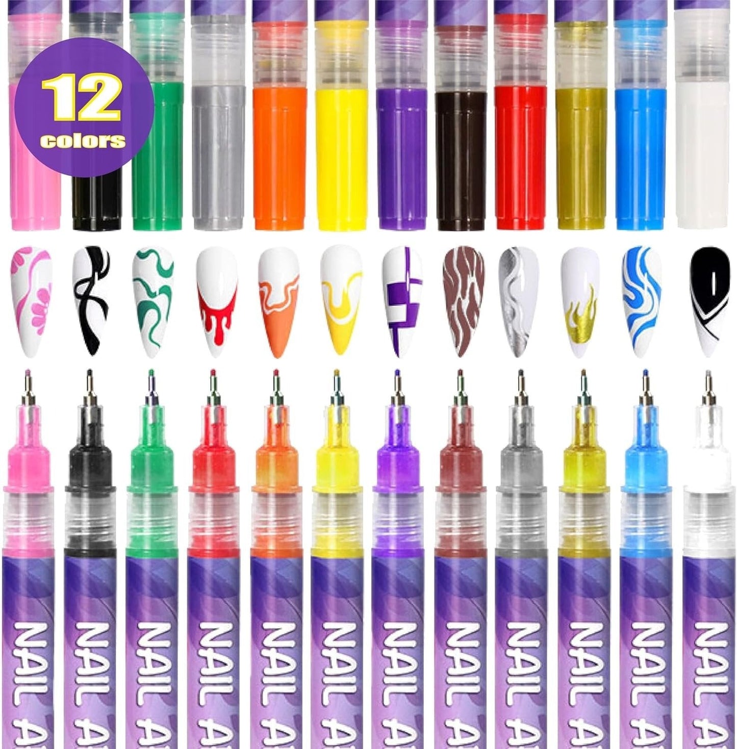🔥LAST DAY - 49% OFF⏳12 Colors Nail Art Pens Set🎨💅