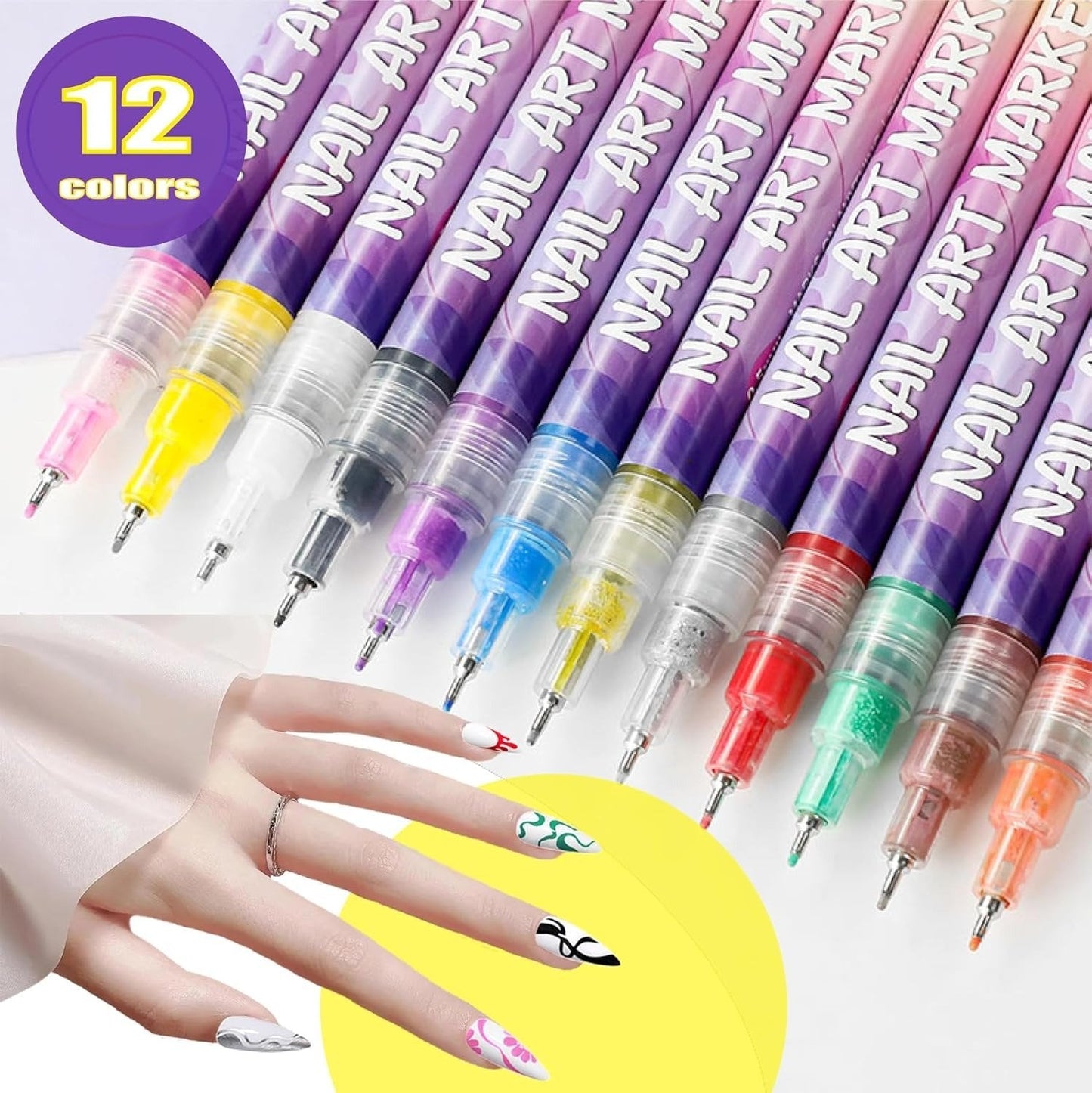🔥LAST DAY - 49% OFF⏳12 Colors Nail Art Pens Set🎨💅