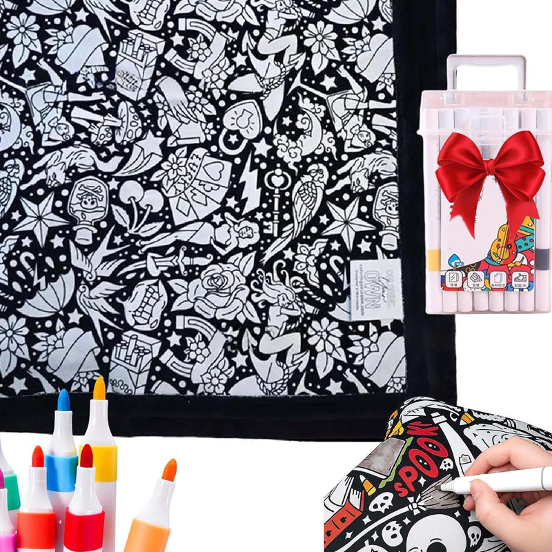 ⏳🎄Christmas Sale 49% OFF!!🎁🎨✨DIY Coloring Blanket With Markers