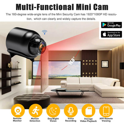 2024 Mini WIFI Camera 1080P HD - Night Vision Included