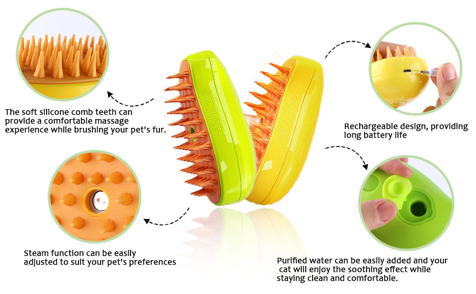 Seurico™ Patented Exclusive Rechargeable Steam Pet Brush